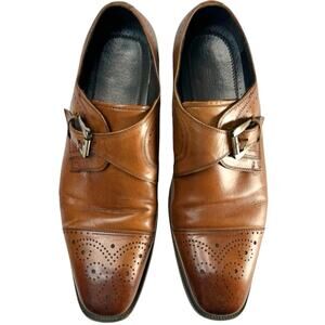 Stacy Adams Mathis Modified Cap Toe Monk Strap Leather Dress Shoes Men’s 9.5M